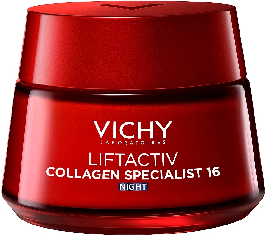 Vichy Liftactiv Collagen Specialist 16 Night Cream — Нічний антивіковий крем з ко-бондинг технологією для корекції 16 ознак старіння шкіри обличчя