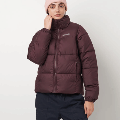 Women's Short Winter Jacket Columbia Omni-Shield Puffect II Puffer Jacket 2090291CLB-607 L Dark Burgundy