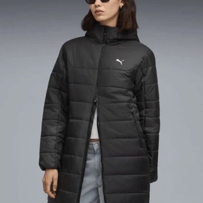 Women's Long Winter Jacket Puma Outerwear Essentia M Black (4069157417105)