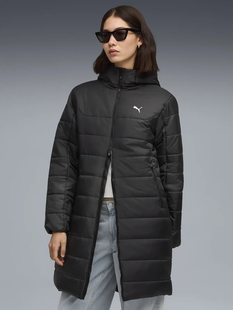 Women's Long Winter Jacket Puma Outerwear Essentia M Black (4069157417105)