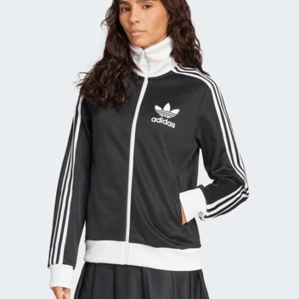 Women's Zip-Up Sweatshirt Without Hood Adidas Original HZ3743 S Black with White (4068808240192)