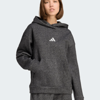 Women's Adidas All Szn Holiday Glitter Fleece Hoodie JX4346 XS Black with White (4068808679855)