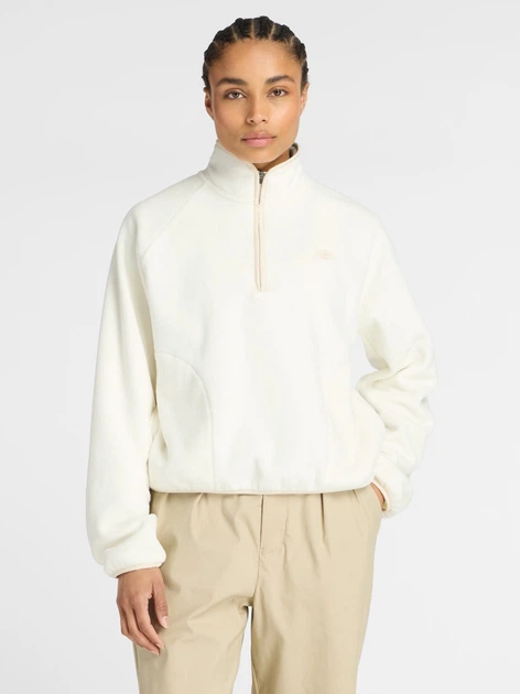 Women's Fleece-Lined Zip-Up Sweatshirt without Hood New Balance Polar Half Zip WT53512PEF M Beige