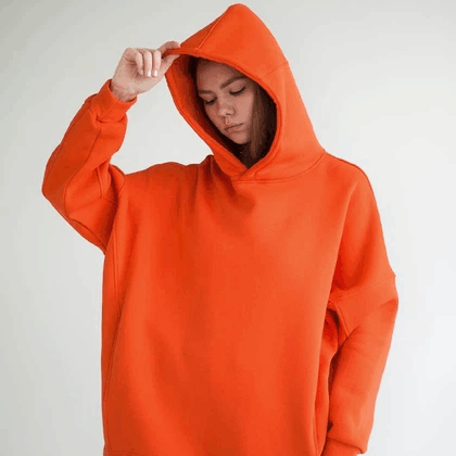 Women's oversized hoodie Nadiupishou with ALCATRAZ embroidery, warm fleece, L-XL, orange (0171)